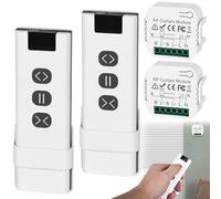 2 pezzi Kit di installazione retroattiva per controllo di tapparelle via radio: interruttore per tapparelle, set di interruttore a relè smart, interruttore per persiane con telecomando RF per tende da