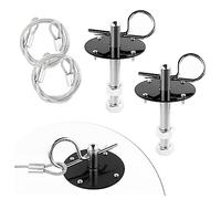2 Pezzi Kit di Perni del Cofano a Sgancio Rapido, Perni di Bloccaggio in Acciaio Inox Con Cordino da Corsa, Accessori Universali per Auto Camion SUV (Nero)
