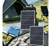 2 pezzi Kit pannello solare portatile da 15W per uso esterno, con supporto, regolatore di carica solare da 70A, uscita 18V, adatto per luci da giardino, sorveglianza, veicoli, telefoni, telecamere, ca