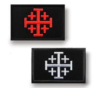 2 pezzi La bandiera di Gerusalemme HOOK LOOP ricamo patch,Sacra Crociata Scudo Tattico Distintivo Toppe per cappelli Abbigliamento Jeans Abbigliamento Borse Uniformi Zaini Borsa Gilet