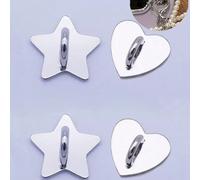 2 pezzi Laccio per telefono cellulare decorativo con gancio a forma di stella d'amore in argento, facile da trasportare, con colla sul retro per prevenire la caduta, elegante e bello 2 pezzi,4 pezzi,O