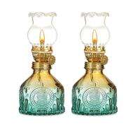 2 Pezzi Lampada a Cherosene Interni, Lampada a Petrolio Vintage, Lampada ad Olio in Vetro Colori Sfumati, Classich Retrò Lampada a Olio, Lampada Decorazione per Emergenza, Giardino, Sala da Pranzo