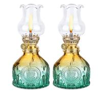 2 pezzi lampada a petrolio in vetro per interni, lampade a olio in vetro, lampada a petrolio vintage, lampada a petrolio classica con fiamma regolabile, per soggiorno, sala da pranzo, decorazione