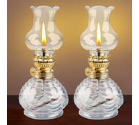 2 Pezzi Lampada a Petrolio Vintage, Lampada a Cherosene Interni, Lampada ad Olio in Vetro Trasparente, Classich Retrò Lampada a Olio, Lampada Decorazione per Emergenza, Giardino, Sala da Pranzo