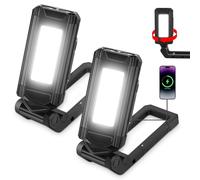 2 pezzi lampada da lavoro a LED torcia elettrica: lampada da officina ricaricabile 7 modalità di luce, torcia COB lampada da lavoro con base magnetica e funzione girevole, strumento luce torcia per