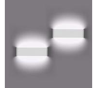 2 Pezzi Lampada da Parete 12W Bianco Freddo LED Applique da Parete con Stile Moderno,Up Down Interni Lampada a Muro per Decorazione in Alluminio, Perfetto per Soggiorno Corridoio Bagno Scale