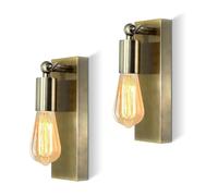 2 Pezzi Lampada da Parete Orientabile in Metallo, Retangolo in Bronzo Applique da Parete Interno Vintage, E27 Faretti da Parete, Faretto da Muro Industriale, Illuminazione Interna, Senza Lampadine