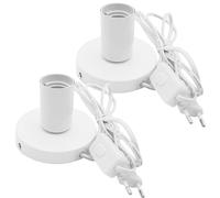 2 pezzi lampada da scrivania portalampada E27 con interruttore per cavi: lampada da tavolo vintage industriale lampada da scrivania E27 con spina per illuminazione domestica, decorazione bar, bianco