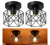 2 pezzi lampada da soffitto vintage industriale: lampada a sospensione E27 lampada in ferro gabbia, lampada da soffitto vintage, lampada a sospensione paralume con supporto E27 per corridoio, studio