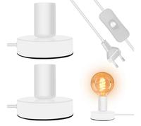 2 pezzi lampada da tavolo portalampada E27 con cavo, portalampada con interruttore, luce notturna da comodino, attacco E27, per camera da letto, soggiorno e ufficio