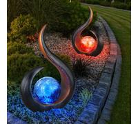 2 Pezzi Lampada Solare Da Esterno Globo Crackle In Vetro LED Cambio Colore IP44 [EEK: Non valutato]