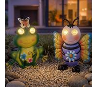 2x LED lampada solare luce solare da esterno colorata opaca ape rana design H 22 cm