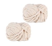 2 Pezzi Lana Spessa Per Uncinetto, Soffice Filato Spesso, Super Morbida Ciniglia Chunky Yarn Per Coperte All'Uncinetto, Per Animali Domestici, Coperte, Cuscini Decorativi-Beige