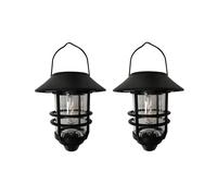 2 pezzi Lanterna solare decorativa da parete per esterni con ganci Luci in metallo impermeabili Vetro trasparente