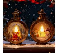 2 pezzi lanterne decorative natalizie: decorazione natalizia a LED per interni, candele di Natale senza fiamma, lanterna retrò da appendere per decorazioni natalizie interni ed esterni, funzionamento