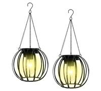 2 Pezzi Lanterne Solari da Esterno, Lampade Solari Sospese per Esterni, Luci Solari da Giardino, con Gancio e Catena Per Terrazza Prato Balcone Decorazione Giardino