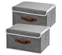 2 Pezzi Lavabile Scatola Portaoggetti in Tessuto,36x25x20 cm Scatole di Stoccaggio con Coperchio,Cestello Porta Abiti Contenitori Pieghevoli,Cubi Portaoggetti Contenitore per Armadio (Grigio)