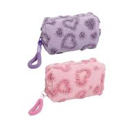 2 Pezzi Le Donne Amano Le Borse Di Peluche, Peluche E Comode, Borsa Da Viaggio Portatile, Con Cinturino Da Polso, Piccoli Oggetti Da Organizzare (Rosa, Viola).