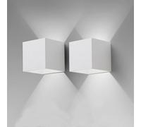 2 Pezzi LED Applique da Parete Moderno, 12W 6500K Luce Fredda, Interno/Esterno MOKEKA IP65 Impermeabile, Alluminio Quadrata Con Angolo del Fascio Regolabile (Lucec Fredda-6500K)