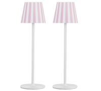 2 pezzi LED dimmerabile lampada da tavolo senza fili, ricaricabile, luce calda 3000 K, lampada da tavolo per interni ed esterni, con USB-C, alluminio, IP54, impermeabile, nero (rosa bianco)