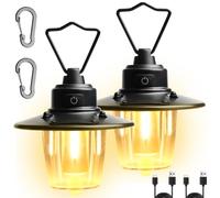 2 pezzi LED lampada da campeggio ricaricabile, USB ricaricabile portatile, 3 modalità di luce, dimmerabile, lampada da campeggio ricaricabile, IPX4, impermeabile 2800 mAh, lanterna da campeggio per