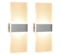 2 Pezzi LED Lampada da Parete Interno 12W Bianco Caldo Moderno Applique a Muro