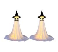 2 pezzi LED Light-up Trippied Ghost Statue Calda Luce per decorazioni per la casa (XX Ghost) (L)