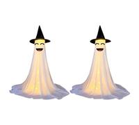 2 pezzi LED Light-up Trippiede Ghost Statue Calda Luce per l'arredamento della casa (Smile Face) (A)