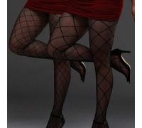 2 pezzi Leggings a rete scozzese elasticizzati taglia comoda, collant gotici per costume di Ognissanti, calze a rete nere opache sexy di moda da donna in stile Y2K 3XL-5XLStampa CasualeTessuto