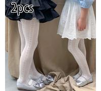 2 pezzi Leggings aderenti in rete bianca minimalista per ragazze, collant versatili alla moda, adatti per l'uso quotidiano delle ragazze, primavera/estate 0-6M,6-12M,1-2Y,2-3Y,4-6 anni,7-9 anni,10-12 