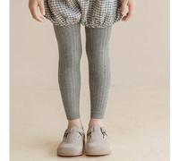 2 pezzi Leggings da danza grigi a costine elastiche lunghezza corta per bambini, collant senza staffa 0-6M,6-12M,1-2Y,2-3Y,3-4 anniColore unicoTessuto in maglia