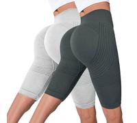 2 Pezzi Leggins 3D Anticellulite Donna 2026,Push Up Sculpture Lipedema a Compressione Controllo Graduata Estivi Anti Cellulite Leggins Corti Donna Sportivo Vita Alta Senza Cuciture Fitness Yoga