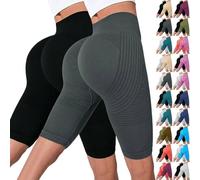 2 Pezzi Leggins 3D Anticellulite Donna 2026,Push Up Sculpture Lipedema a Compressione Controllo Graduata Estivi Anti Cellulite Leggins Corti Donna Sportivo Vita Alta Senza Cuciture Fitness Yoga