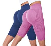 2 Pezzi Leggins 3D Anticellulite Donna 2026,Push Up Sculpture Lipedema a Compressione Controllo Graduata Estivi Anti Cellulite Leggins Corti Donna Sportivo Vita Alta Senza Cuciture Fitness Yoga