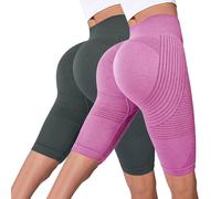 2 Pezzi Leggins 3D Anticellulite Donna 2026,Push Up Sculpture Lipedema a Compressione Controllo Graduata Estivi Anti Cellulite Leggins Corti Donna Sportivo Vita Alta Senza Cuciture Fitness Yoga