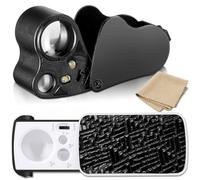 2 Pezzi Lente di Ingrandimento per Gioielli, 30X 60X 90X Tascabile Con Luce LED e UV, per Diamanti, Pietre Preziose, Monete, Francobolli (Nero)