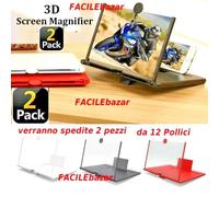 2 pezzi Lente Ingrandimento SCHERMO 3d SMARTPHONE supp DISPLAY VIDEO CELLULARE