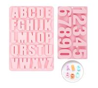 2 Pezzi Lettere e Numeri Stampo in Silicone, Lettera Stampi 3D per Cioccolato, Fondente, Candele, Vassoio per Fai-da-Te per Decorazioni di Torte e Dessert (Rosa)