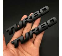 2 pezzi logo Turbo nero Metal Car Body Sticker Auto Emblema Badge 3D