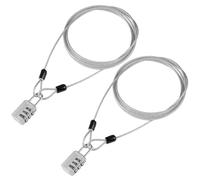 2 Pezzi Lucchetto Cavo Acciaio 3mm,2m Cavo di Sicurezza con Strato di PVC | Lucchetto a Codice per Bici Cavo Flessibile,Antiruggine,Corda con occhielli per Valigie Armadietti Zaini Caschi Casse,Argento