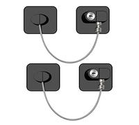 2 Pezzi Lucchetto Frigorifero con Chiave, NewBinn Nero Cavo Limitatore Apertura Finestra, Autoadesiva Limitatore di Apertura per Finestre e Porte, Lucchetto Frigorifero Bambini, senza Foratura