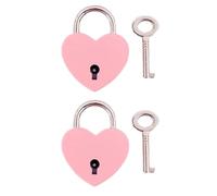 2 Pezzi Lucchetto Mini a Forma di Cuore in Ferro Rosa | Leggero e Compatto, Facile da Portare fuori Casa, per Cassetto e Mobile in Varie Occasioni