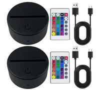 2 pezzi luce notturna a LED 3D con attacco e telecomando, 7 colori, dimmabile, lampada decorativa per camerette, camera da letto e soggiorno