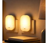 [2 Pezzi] Luce Notturna da Presa con Sensore Crepuscolare 5 Livelli Dimmerabile