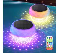 2 pezzi Luce per piscina solare LED RGB con telecomando RF contenitore per