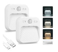 2 Pezzi Luci con Sensore di Movimento, Dimmerabile in Modo Continuo con Funzione Timer e Design Magnetico, 3 Temperature di Colore, Luce Notturna Ricaricabile per Scale/Corridoio/Camera Da Letto