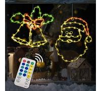 2 Pezzi Luci di Natale da Interno LED, Decorazioni Natalizie per Finestre, Luce Natalizie con Timer e Telecomando, Decorazioni Natalizie Casa, Luci Tenda Luminose Albero Natale Catena Festa Luminosa