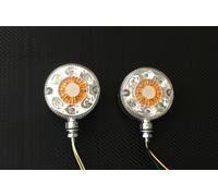 2 pezzi luci di posizione rotonde cromate laterali posteriori ambra LED...