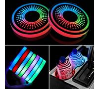2 Pezzi Luci per portabicchieri da auto a LED,Sottobicchieri per auto con ricarica USB,7 colori luce luminescente Cup Pad,Luminescente Cup Pad interno atmosfera lampada decorazione luce