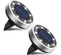 2 Pezzi Luci Solari Da Giardino, 8 Leds Faretti Sepolta Solari a Led Da Esterno,